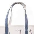 Natural Beach Canvas Tote Bag With Custom Print